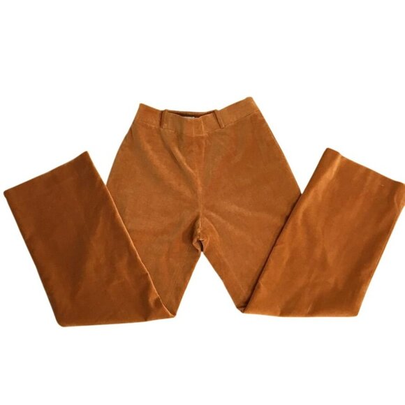 Zenobia Burnt Orange Velvet High Rise 8 Lined Luxury Cotton Blend Pant Trouser - Picture 2 of 12